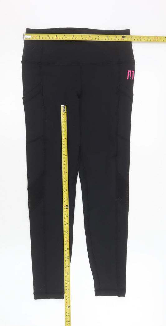 Womens UK Size 10 FIT PINK Slim Fit Ankle Black Leggings