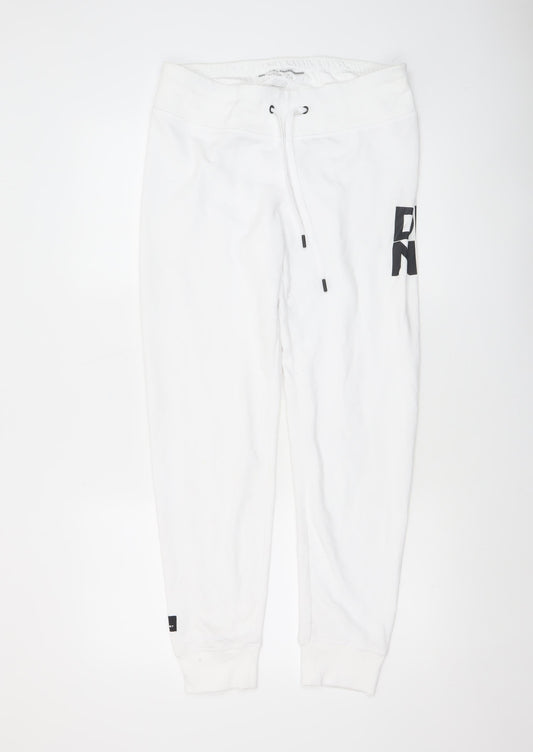 Womens UK Size S DKNY Regular Fit Jogger White Trousers