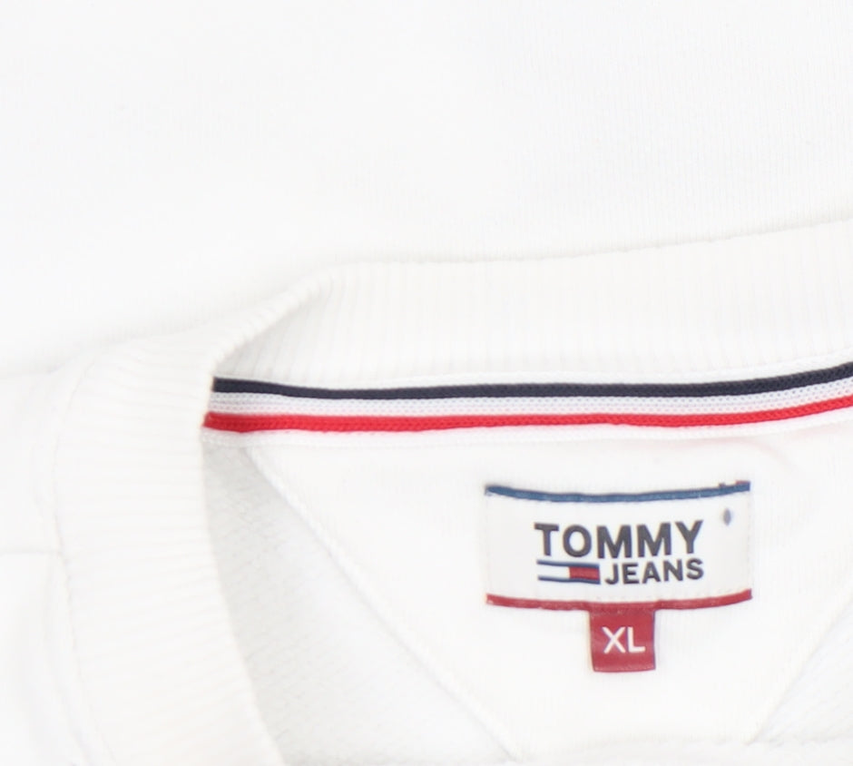 Womens UK Size XL Tommy Jeans White Pullover Sweatshirt