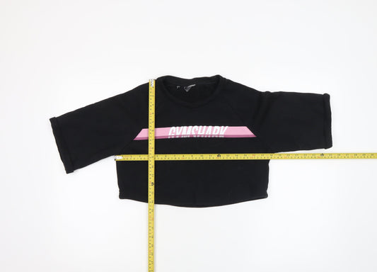 Womens UK Size S Gymshark Black Cropped T-Shirt