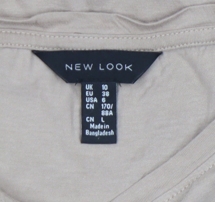 Womens UK Size 10 New Look Beige Basic T-Shirt