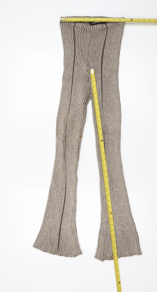Womens UK Size XS Missy Empire Slim Fit Flared Beige Trousers