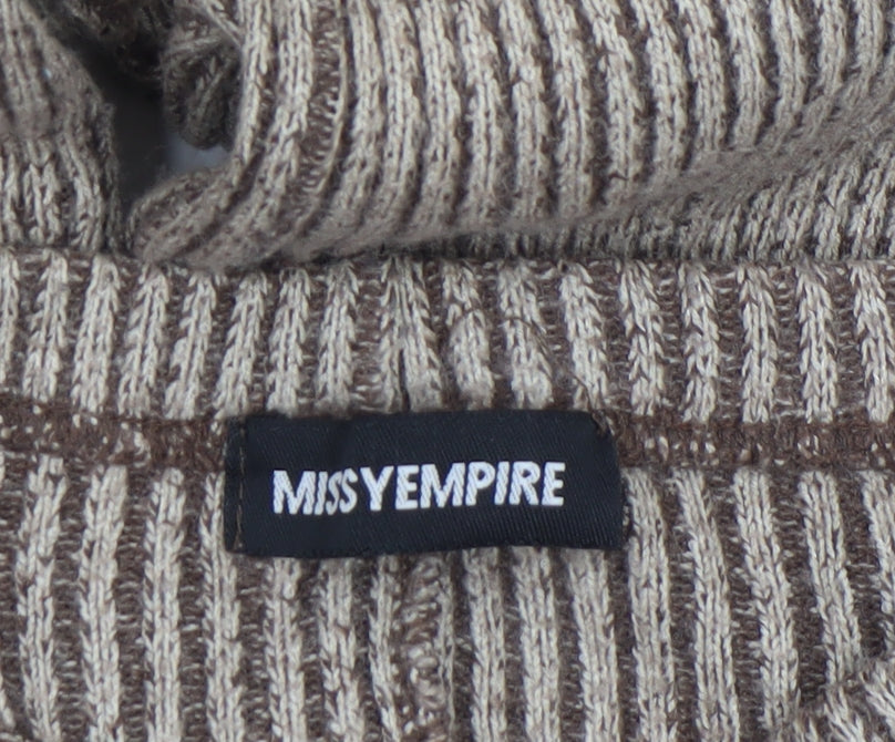 Womens UK Size XS Missy Empire Slim Fit Flared Beige Trousers