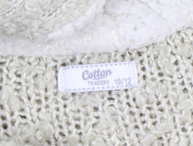 Womens UK Size 10/12 Cotton Traders Beige Cardigan Jumper