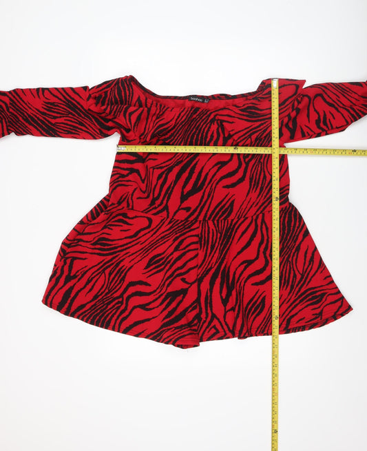 Womens UK Size 10 Boohoo One-Piece Red Playsuit