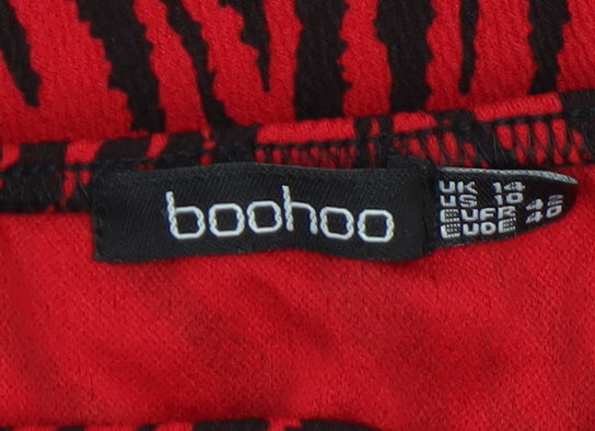 Womens UK Size 10 Boohoo One-Piece Red Playsuit