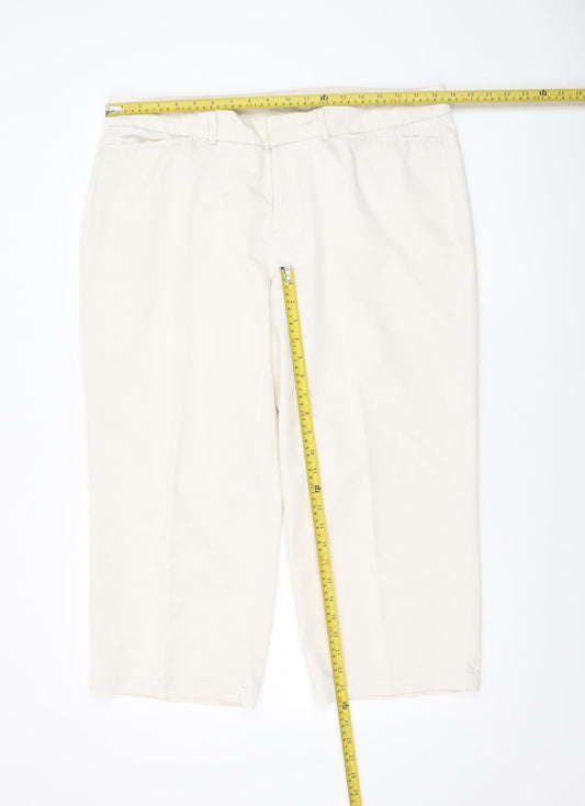 Womens UK Size 16 DOCKERS Regular Fit Cropped Ivory Trousers