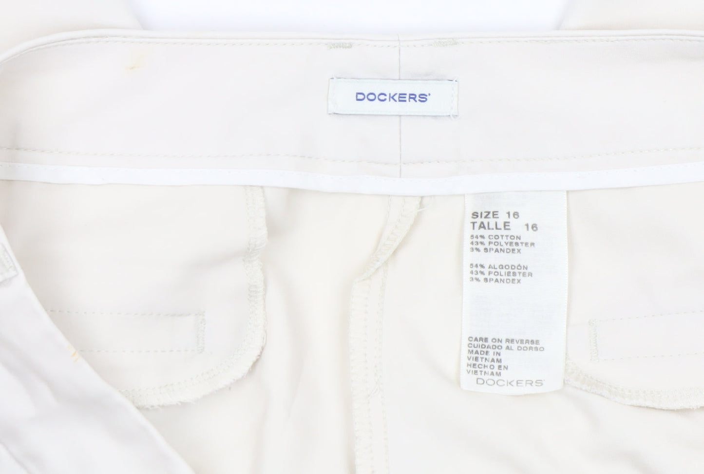 Womens UK Size 16 DOCKERS Regular Fit Cropped Ivory Trousers