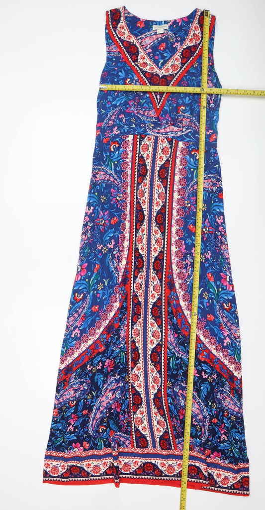 Monsoon Womens Multicoloured Viscose Paisley A-Line Sleeveless Midi Dress Size 12