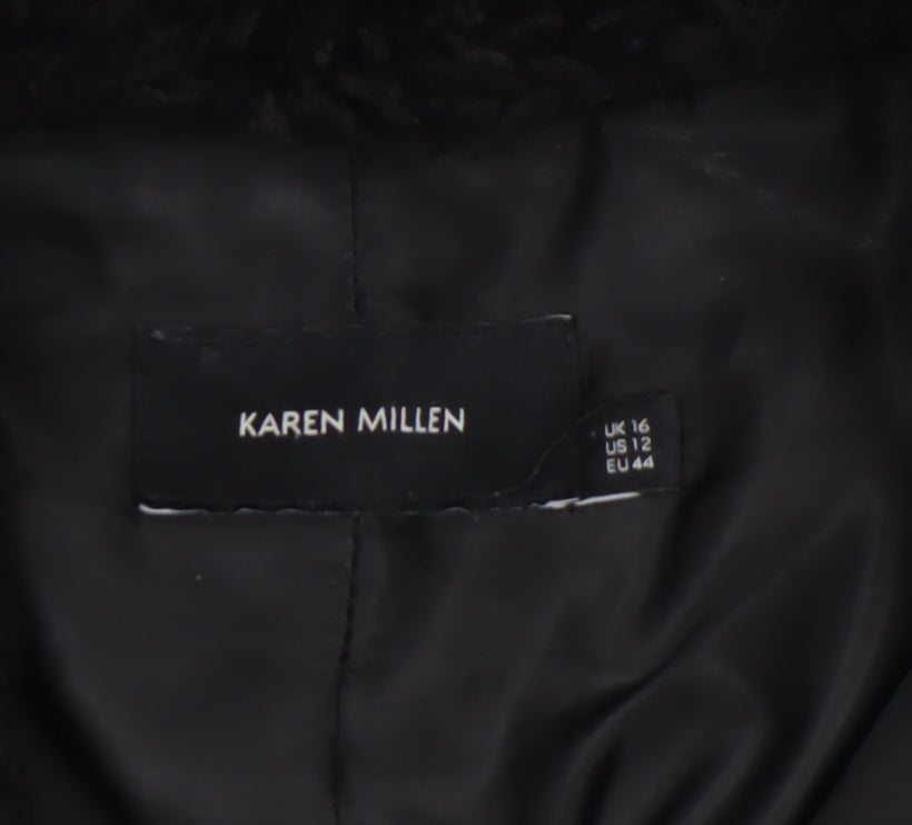 Womens UK Size 16 Karen Millen Black Puffer Jacket
