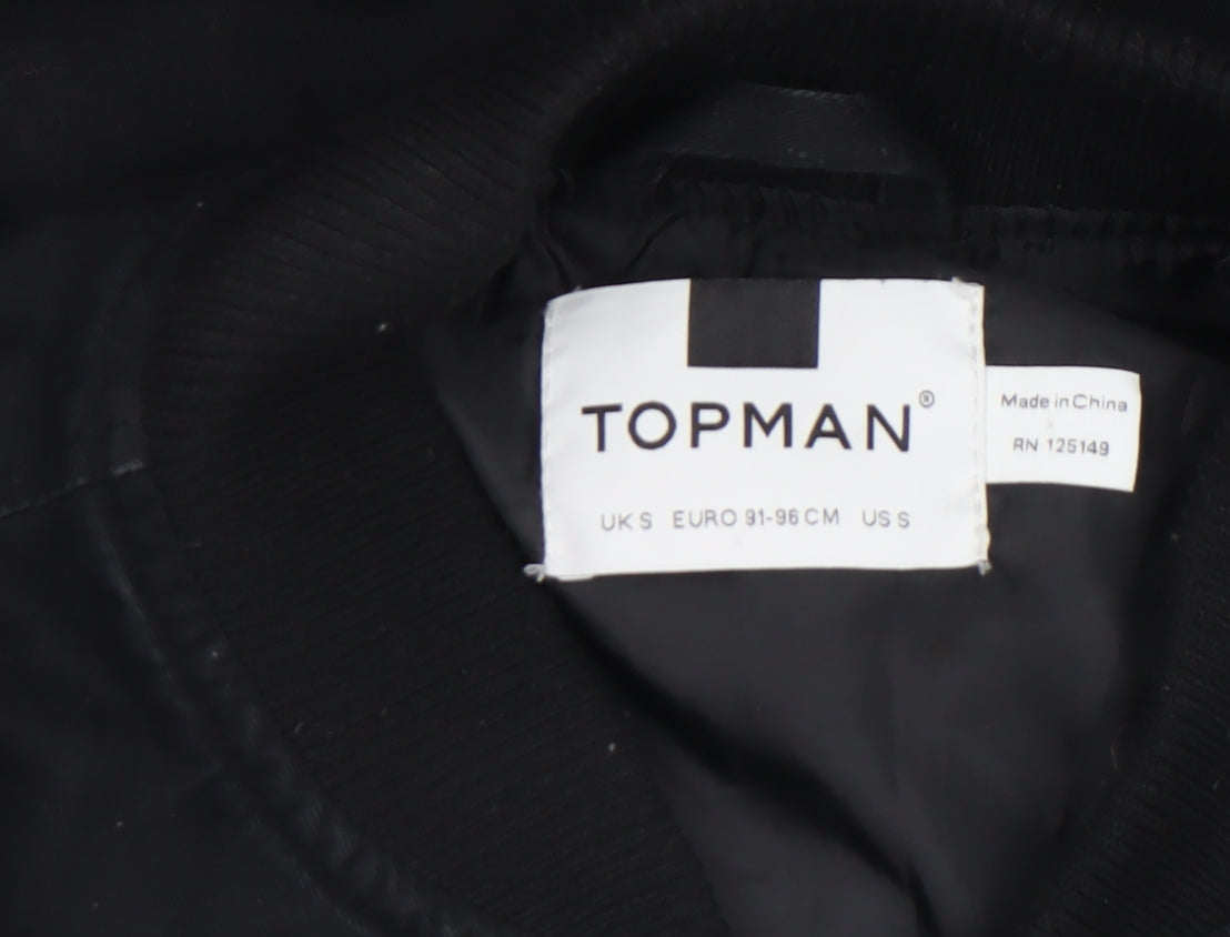 Mens UK Size M Topman Black Bomber Jacket