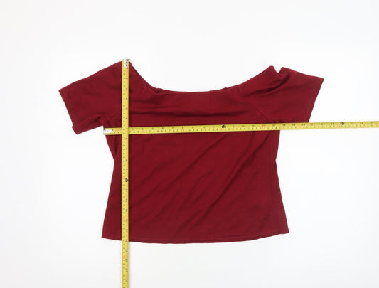 Womens UK Size 14 H&M Red Basic T-Shirt