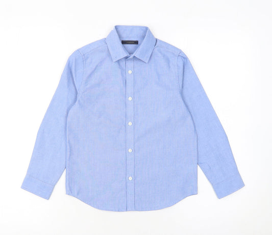 Next Boys Blue Long Sleeve Dress Shirt 7 Years Button-Up Formal Top
