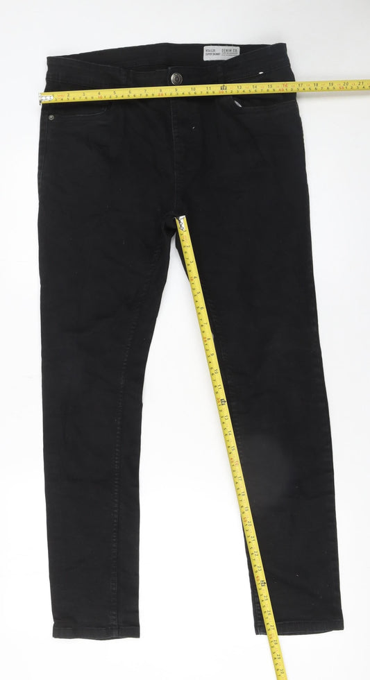 Mens UK Size M Denim Co. Slim Fit Skinny Black Jeans