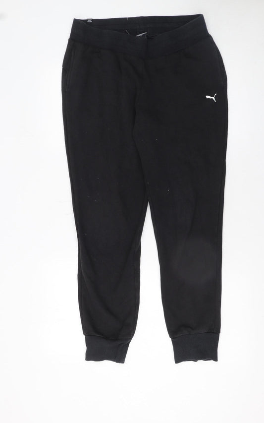 Womens UK Size M PUMA Regular Fit Jogger Black Trousers