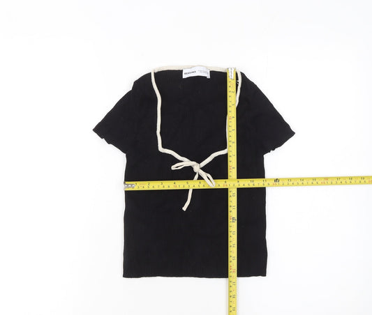 Womens UK Size 12 Bershka Black Basic T-Shirt