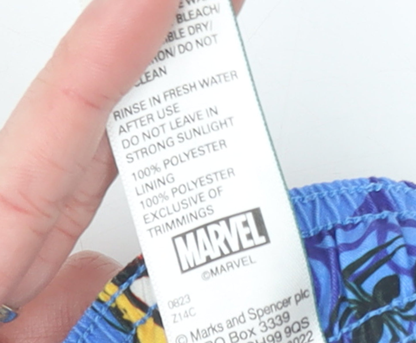 Marks and Spencer Boys Blue Spider-Man Swim Shorts 8 Years Marvel Quick Dry