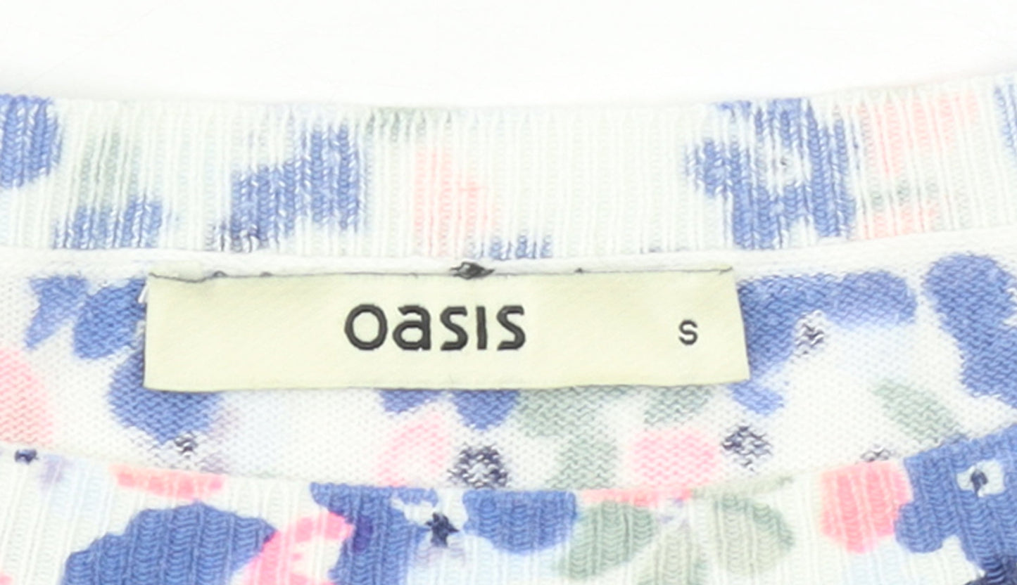 Oasis Women’s Multicoloured Floral Cotton Pullover Jumper Size S