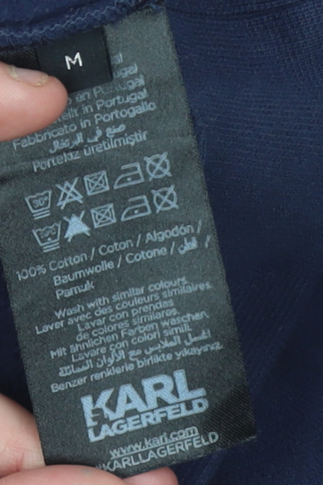 Karl Lagerfeld Men's Blue Crew Neck Logo Pullover Sweatshirt M