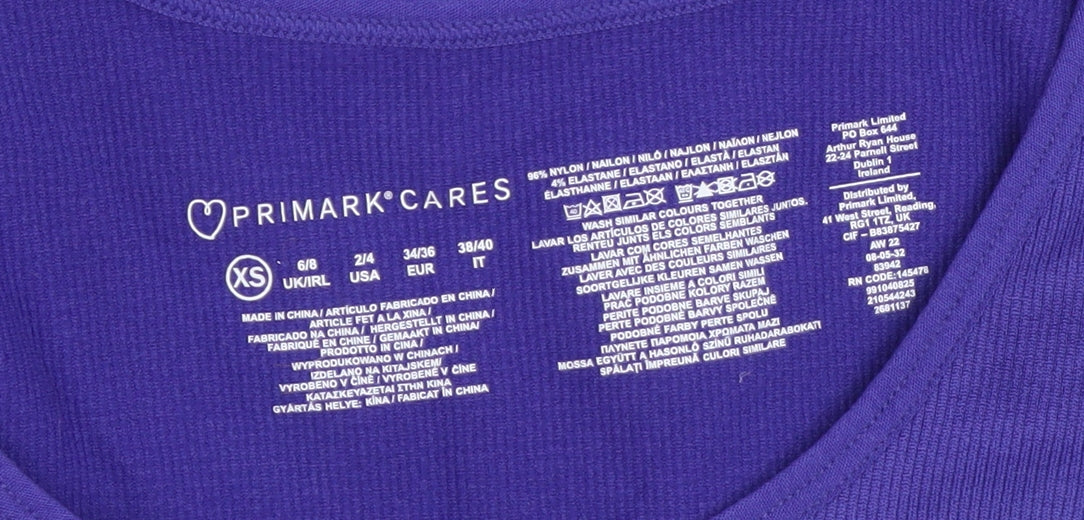 Womens UK Size XS Primark Purple Cropped T-Shirt