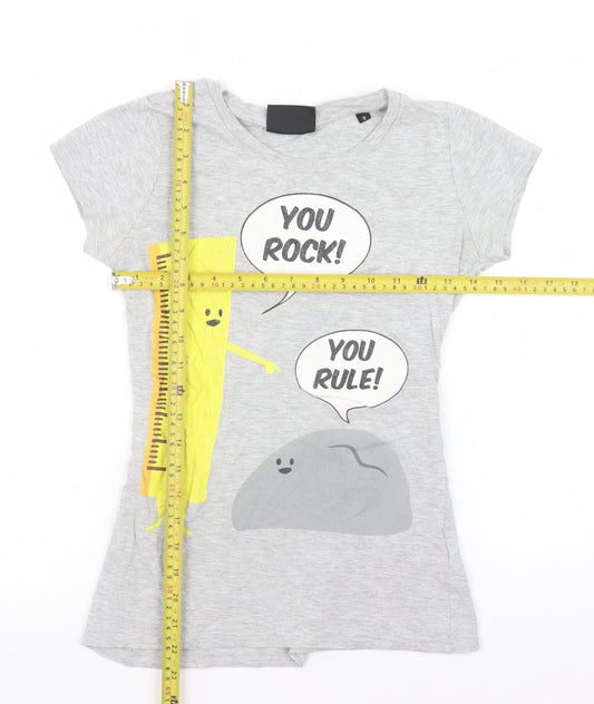 Girls UK Size S What’s Today? Grey Basic T-Shirt