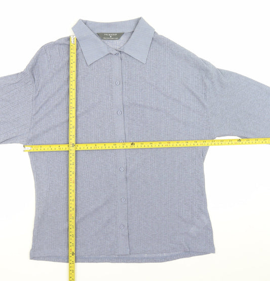 Womens UK Size M Primark Blue Basic Button-Up
