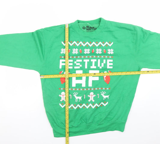 Mens UK Size M Black Matter Green Pullover Sweatshirt
