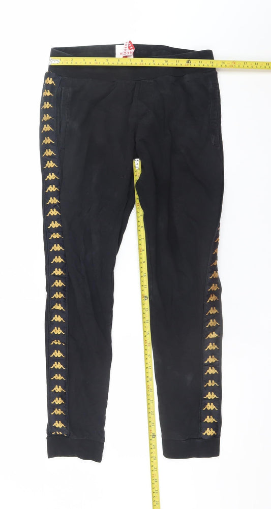 Kappa Men's Black Medium Jogger Trousers with Logo Trim