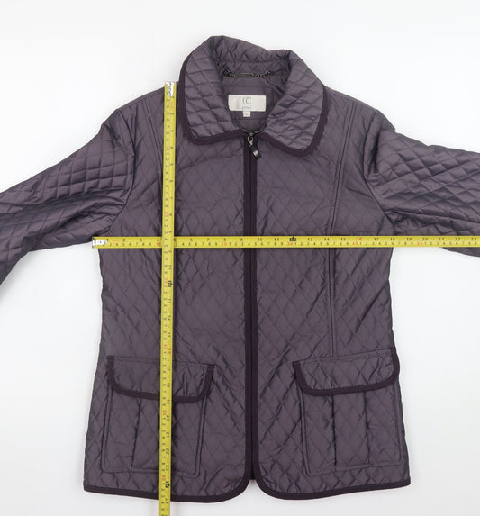 CC Petite Women's Purple Quilted Mid-Length Zip Jacket Size 8
