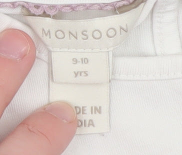 Teens UK Size 10 Monsoon White Basic T-Shirt