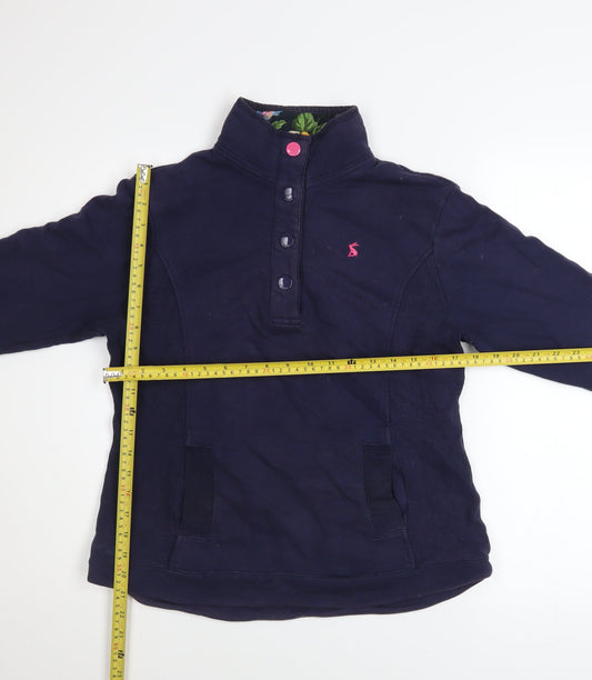 Womens UK Size 10 Joules Blue Henley Sweatshirt