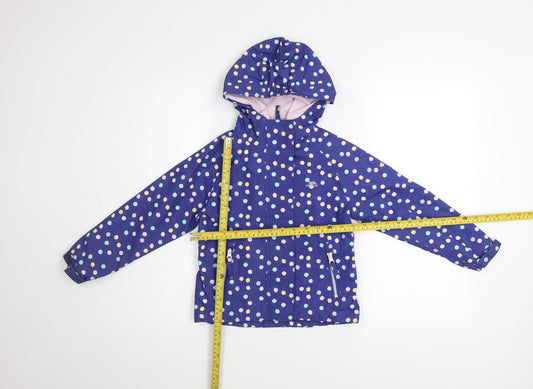 Trespass Girls Blue Polka Dot Waterproof Hooded Rain Coat 3-4 Years