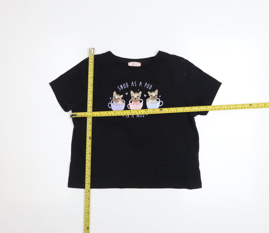 Girls UK Size 13-14 Years Lipsy Black Basic T-Shirt