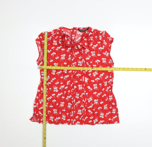 Dunnes Womens Red Floral Sleeveless Tunic Blouse Size 16