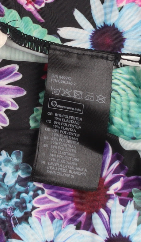 Additional view of H&M girls’ multicoloured floral ankle leggings, size 14, years stretch polyester blend