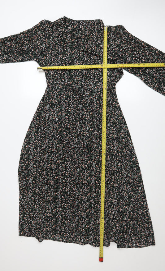 OBJECT Womens Multicoloured Floral Midi Fit & Flare Dress Size 8