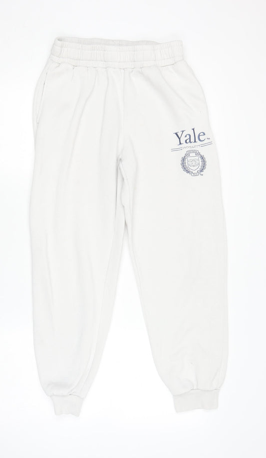 Additional front view of Yale University Women’s White Track Pants Small Fleece Joggers Casual