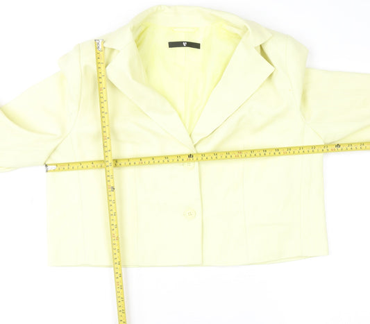 Very Women’s Yellow Cropped Suit Jacket Size 16 Wool Blend Blazer