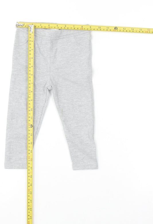 Mango Kids Grey Cotton Blend Leggings 18-24 Months Unisex Comfort Fit