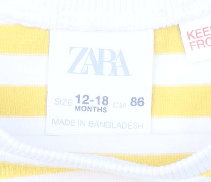 Girls UK Size 2XS Zara Yellow Basic T-Shirt
