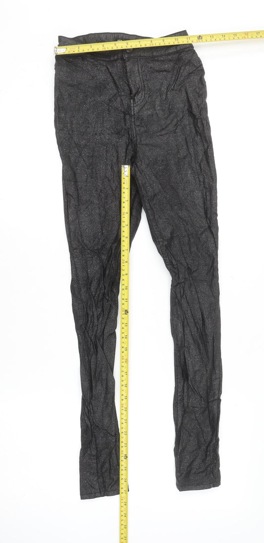 Tu Women’s Black Glitter High Waist Skinny Jeggings Size 8