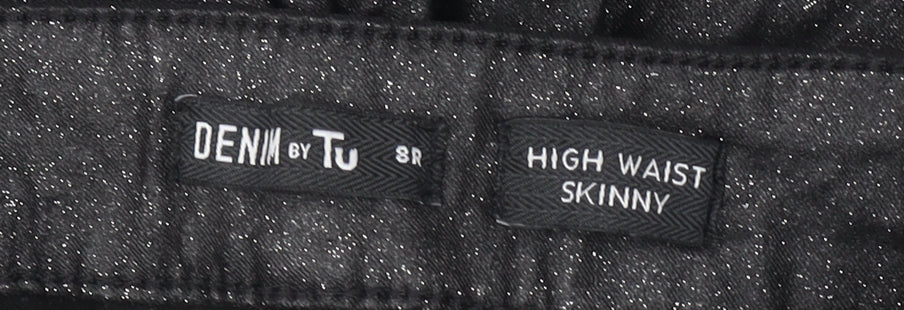 Tu Women’s Black Glitter High Waist Skinny Jeggings Size 8