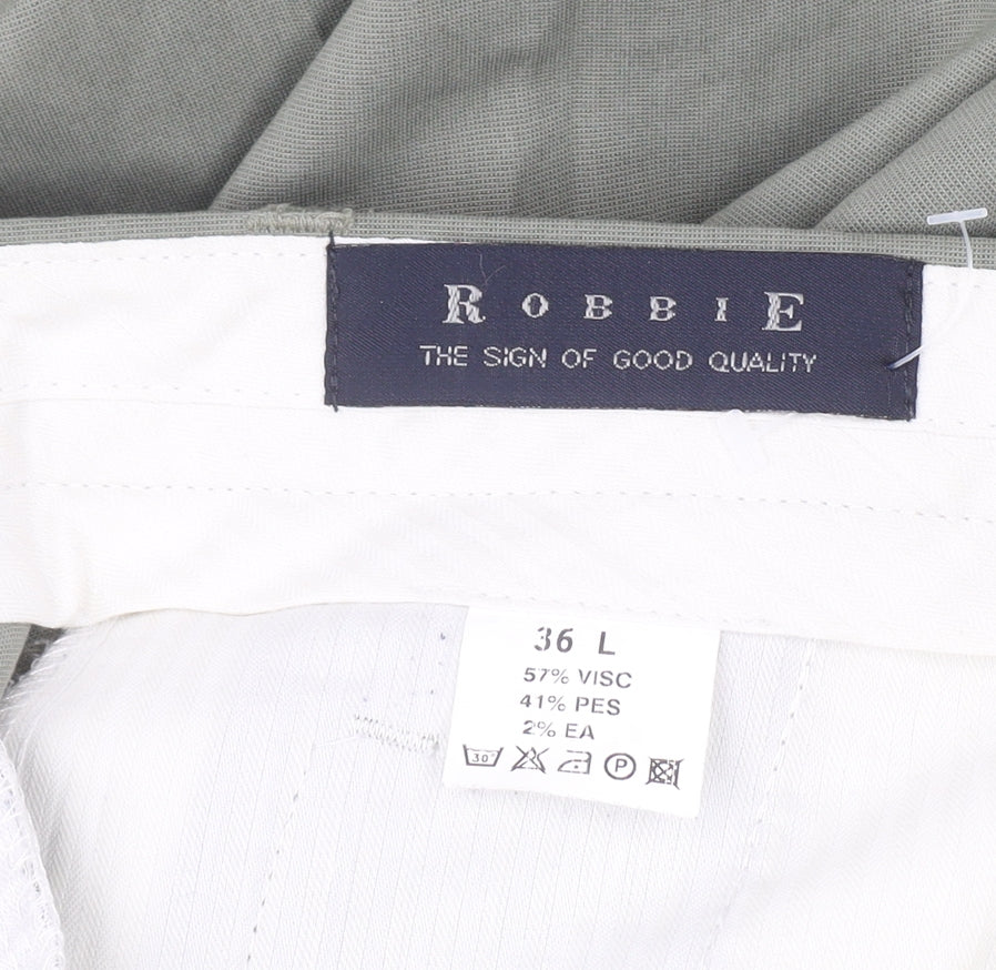 Mens UK Size L Robbie Regular Fit Dress Pants Green Trousers