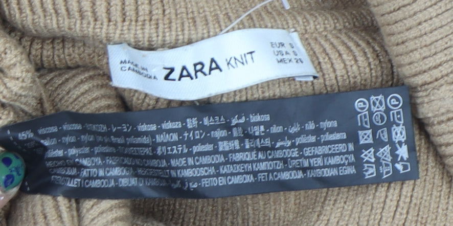 Womens UK Size 10 Zara Beige Pullover Jumper