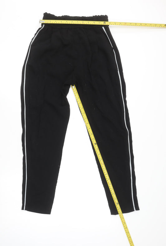 Womens UK Size S Style London Regular Fit Jogger Black Trousers