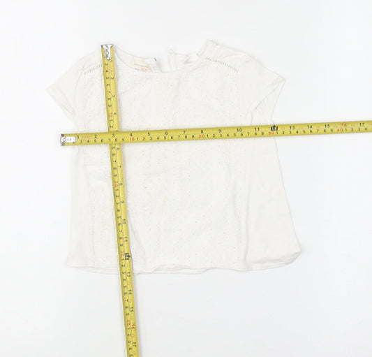 Zara Girls White Embroidered Cotton Short Sleeve Blouse 18-24 Months