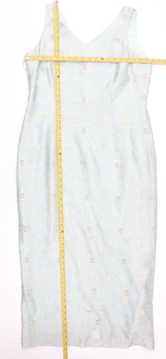 Libra Women Blue Size 16 V-Neck Sleeveless Sheath Dress