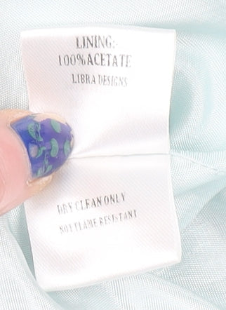 Libra Women Blue Size 16 V-Neck Sleeveless Sheath Dress