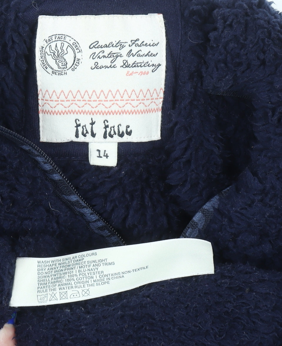 Fat Face Women's Navy 1/4 Zip Fleece Pullover Sweatshirt Size 14