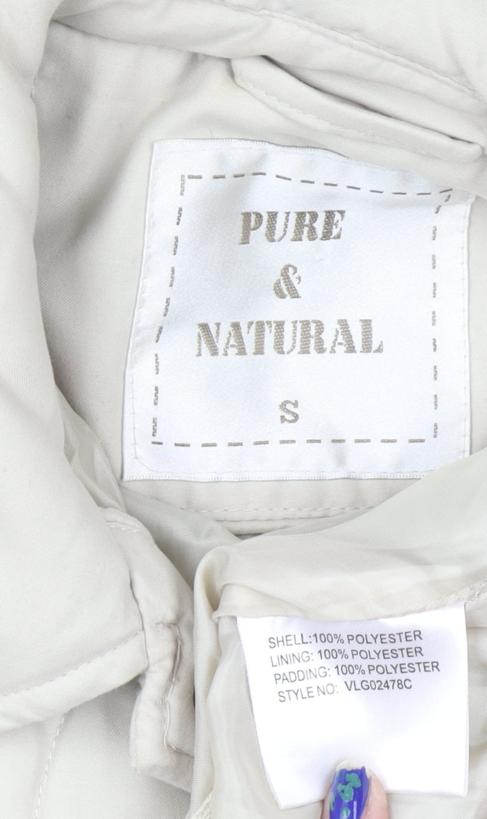 Womens UK Size S Pure & Natural Beige Quilted Coat